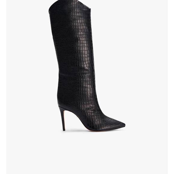 SCHUTZ Maryana Black Textured Heeled Boots-never worn! - Picture 3 of 4